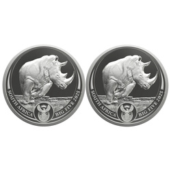 Big Five: Zestaw Rhino 2 x 1 uncja Srebra 2025 Proof Doublecap