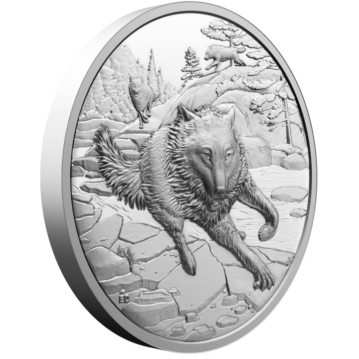 Canada: Great Hunters - Grey Wolf $20 Srebro 2025 Proof Ultra High Relief Coin