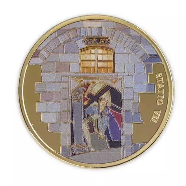 Zestaw 14 monet: Via Dolorosa kolorowany, pozłacany Brąz 2016 Prooflike