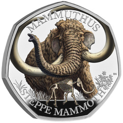 Tales of the Earth - Steppe Mammoth kolorowany 50p Srebro 2024 Proof