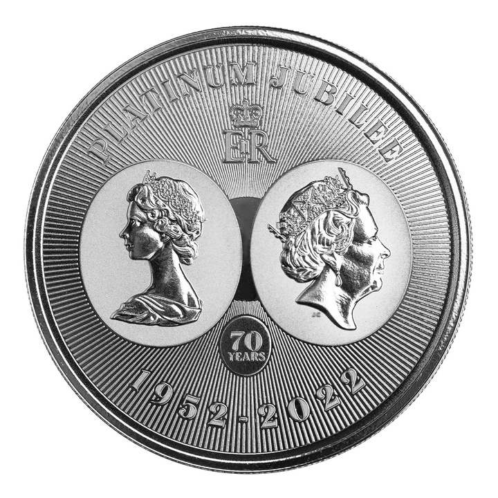 Cayman Islands: The Queen's Platinum Jubilee 1 uncja Srebra 2022 Prooflike 