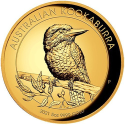 Kookaburra 5 uncji Złota 2021 Proof High Relief
