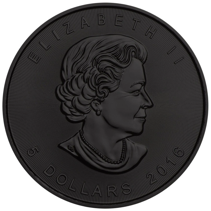 Kanadyjski Liść Klonowy Ice Skull kolorowany 1 uncja Srebra 2017 Black Ruthenium