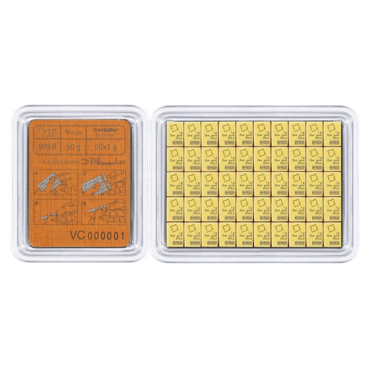 Sztabka Valcambi 50 x 1 gram Złota CombiBar LBMA GD Refiner