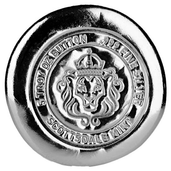 Scottsdale Mint Lion Button 5 uncji Srebra Round