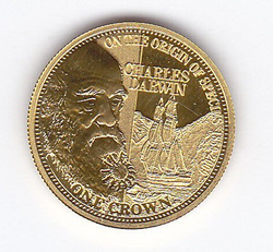 Tristan Da Cunha  - Charles Darwin 1/25 uncji Złota 2009 Proof