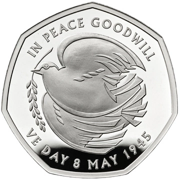 The 80th Anniversary of VE Day 50p Srebro 2025 Proof 