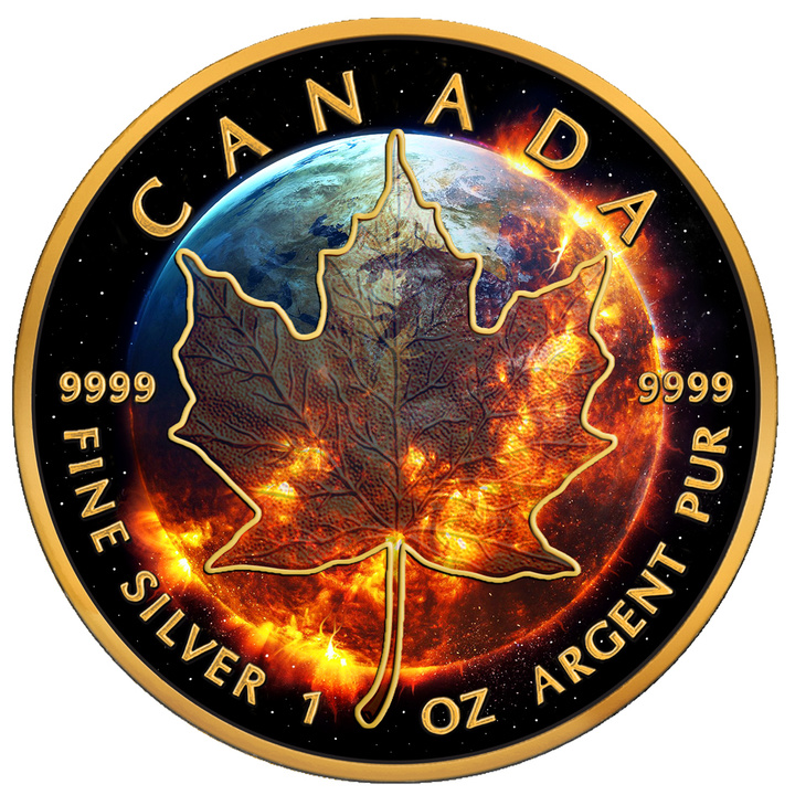 Kanadyjski Liść Klonowy Apocalypse pozłacany 1 uncja Srebra 2016 Black Ruthenium