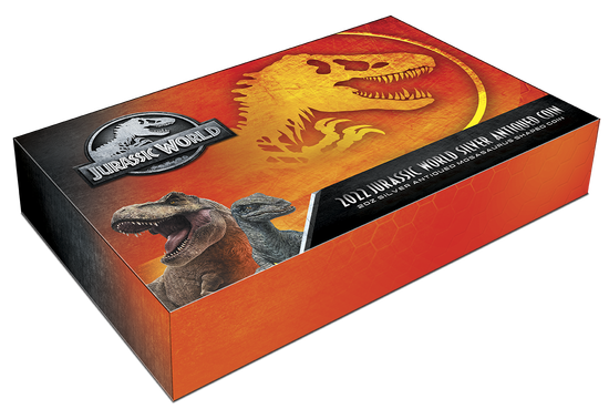 Niue: Jurassic World - Mosasaurus kolorowany 2 uncje Srebra 2022 Antiqued Coin