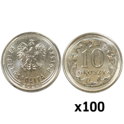 Narodowy Bank Polski: 10 groszy Worek Menniczy (100 sztuk) z 2024 UNC