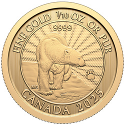 Canada: The Majestic Polar Bear 1/10 uncji Złota 2025