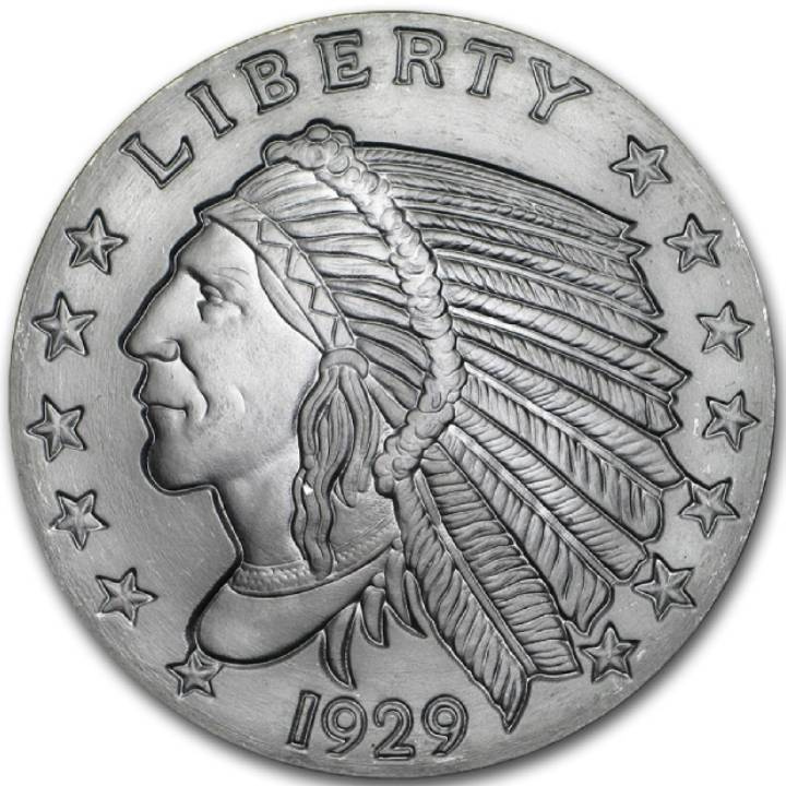 Indian Head 1929 2 uncje Srebra
