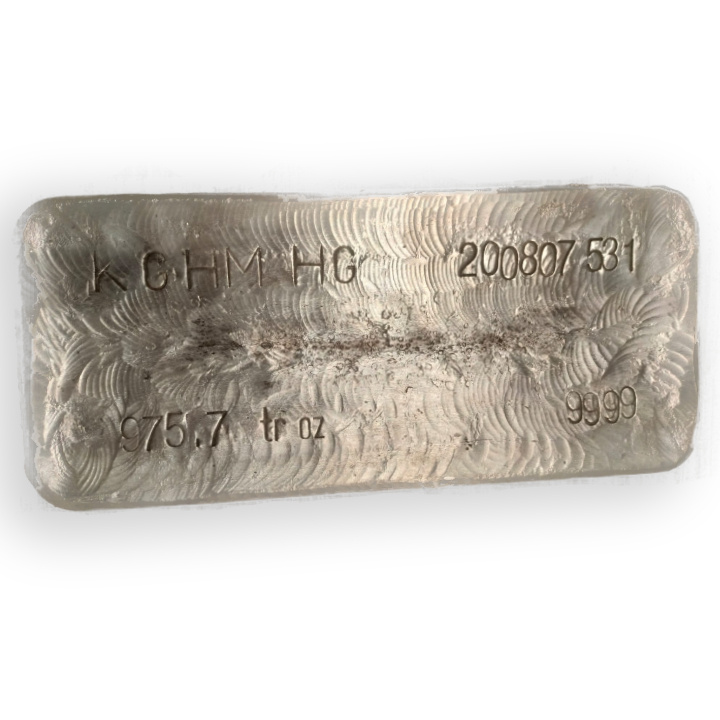 Sztabka KGHM - Gąska 975,7 uncji Srebra LBMA GD Refiner
