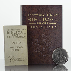 Niue: Biblical - The Dead Christ 2 uncje Srebra 2022 Proof Antiqued Coin 