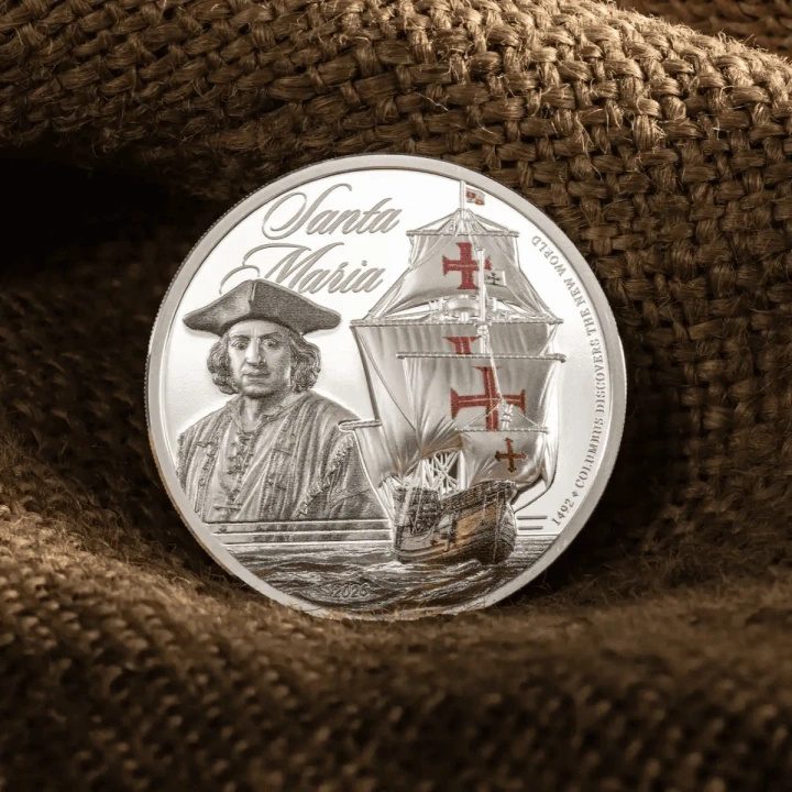 Cook Islands: Legends of the Seas – Santa Maria kolorowany 1 uncja Srebra 2026 Proof