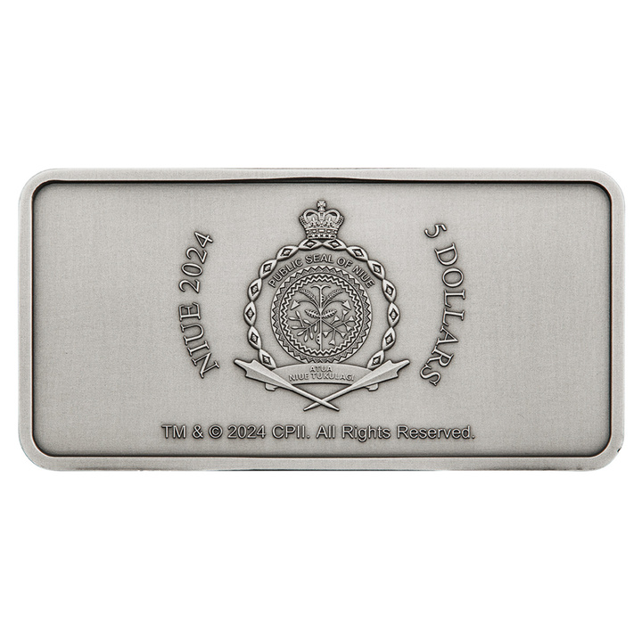 Niue: Ghostbusters - Silver Ecto - 1 kolorowany 2 uncje Srebra 2024 License Plate Antiqued Shaped Coin