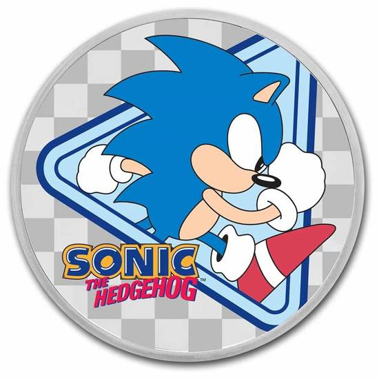 Niue: Sonic The Hedgehog kolorowany 1 uncja Srebra 2022 Slab