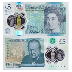 Banknot 5 Funtów Brytyjskich - Królowa Elżbieta II (5 pound / 5 GBP) Obiegowy