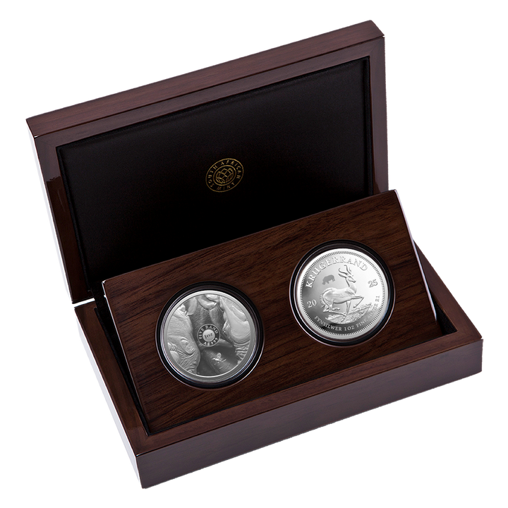 Zestaw Rhino/Krugerrand Rhino Privy Mark 2 uncje Srebra 2025 Proof