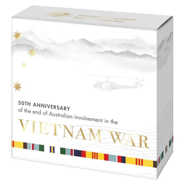 50th Anniversary of the End of Australia's Involvement in the Vietnam War kolorowany $2 Srebro 2023 Proof "C" Mintmark