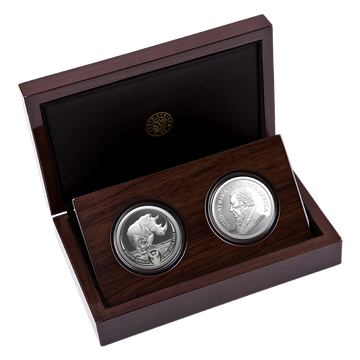 Zestaw Rhino/Krugerrand Rhino Privy Mark 2 uncje Srebra 2025 Proof