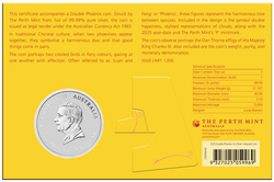 Chinese Myths and Legends: Double Phoenix kolorowany (czerwono-złoty) 1 uncja Srebra 2025 (moneta w karcie)