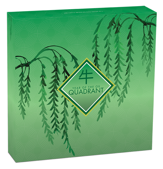 Tuvalu: Rok Bawoła Quadrant kolorowany 1 uncja Srebra 2021 Proof