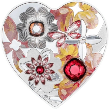 Cook Islands: Brilliant Love – Blossom kolorowany 20 gramów Srebra 2026 Crystal Proof 