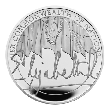 The Queens Reign - Commonwealth Srebro £5 2022 Proof Piedfort