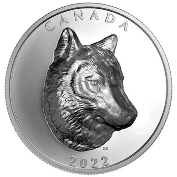Canada: Timber Wolf Srebro 2022 Extraordinarily Proof High Relief