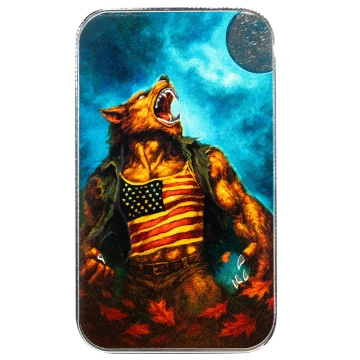 Sztabka Scottsdale Mint - American Werewolf kolorowana 1 uncja Srebra 2025