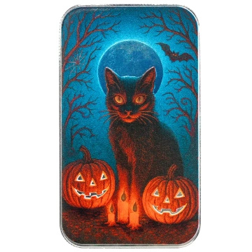Sztabka Scottsdale Mint - Black Cat & Pumpkins kolorowana 1 uncja Srebra 2025