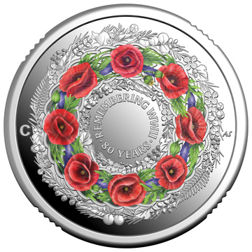 80 Years On: Remembering the Second World War kolorowany $2 Srebro 2025 Proof "C" Mintmark