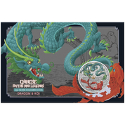  Chinese Myths and Legends: Dragon & Koi kolorowany niebiesko-czerwony (wersja z monetą w karcie) 1 uncja Srebra 2023