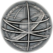 Cook Islands: Historic Instruments - Armillary sphere 2 uncje Srebra 2024 Ultra High Relief Antiqued Coin