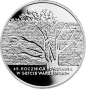 65. rocznica Powstania w Getcie Warszawskim 20 zł 2008 Proof