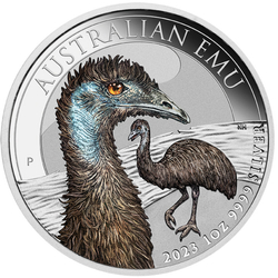 Australijski Emu kolorowany 1 uncja Srebra 2023 