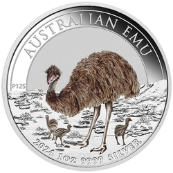 Australijski Emu kolorowany 1 uncja Srebra 2024