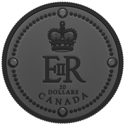 Canada: Queen Elizabeth II's Royal Cypher $20 Srebro 2022 Black Rhodium Matte Proof