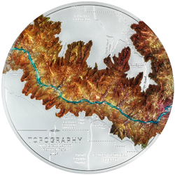 Cook Islands: Topography - Grand Canyon kolorowany 1000 gramów Srebra 2024 Proof 