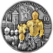 Malta: Knights of the Past pozłacany 2 uncje Srebra 2023 High Relief Antiqued Coin