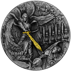 Niue: Angels and Demons - Michael pozłacany 2 uncje Srebra 2022 High Relief Antiqued Coin