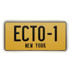 Niue: Ghostbusters - Silver Ecto - 1 kolorowany 2 uncje Srebra 2024 License Plate Antiqued Shaped Coin