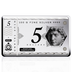 Sztabko Moneta Niue: Silver Note Coinbar 100 gramów Srebra 2024