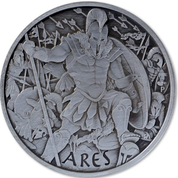 Tuvalu: Bogowie Olimpu - Ares 5 uncji Srebra 2023 Antiqued Coin