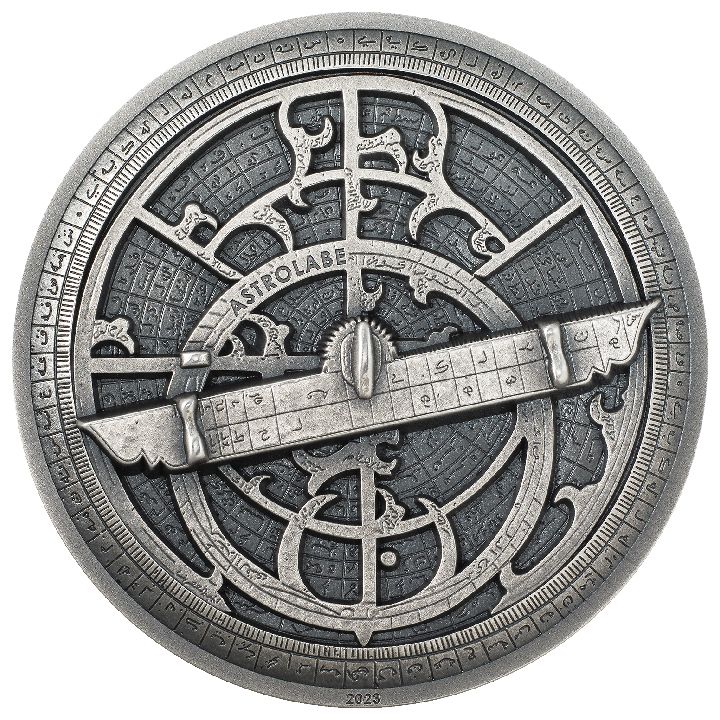  Cook Islands: Historic Instruments – Astrolabe 2 uncje Srebra 2023 Ultra High Relief Antiqued Coin