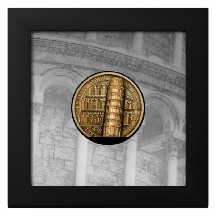  Cook Islands: Leaning Tower of Pisa 1 uncja Złota 2022 Ultra High Relief Antiqued Coin