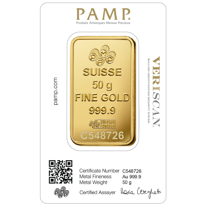  Sztabka Pamp Suisse Fortuna Veriscan 50 gramów Złota LBMA