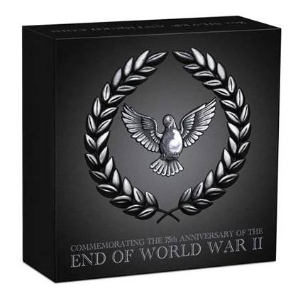 End of World War II 75. rocznica 2 uncje Srebra 2020 Antiqued Coin