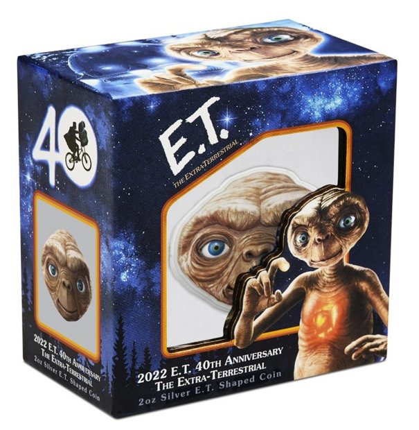 Niue: E.T. kolorowany - 40. rocznica filmu 2 uncje Srebra 2022 Shaped Coin